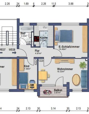 Stilvolle 3-Zimmer-Dachgeschosswohnung mit Balkon in Alsdorf-Ofden