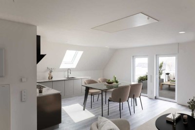 Exklusive DG-Wohnung - großer Dachterrasse – stilvoll wohnen über den Dächern von Gäufelden - KFW70