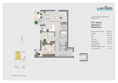Erstbezug - LB-Poppenweiler: sonnige 3 1/2-Zimmer-Obergeschosswohnung * Einbauküche * TG * Aufzug