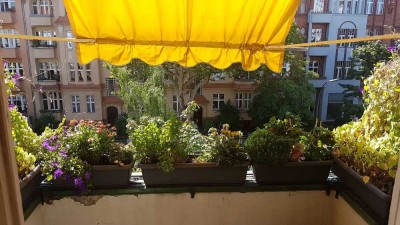 Zwischenmiete: Wunderschöner, vollmöblierter/-ausgestatter Altbau, 3 Zimmer, Kamin, EBK, Balkon