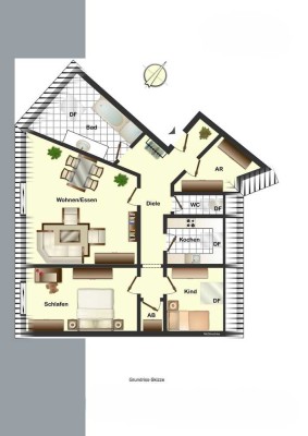 Helle 3,5-Zi. DG-Whg in Bretten . 2er WG geeignet . 2x 690€ Warmmiete