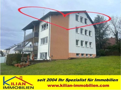 KILIAN IMMOBILIEN!  PERFEKTE 2 ZI. DG-WHG MIT 70 M² WFL. IM 3-PART.-HAUS IN LEINBURG!  LOGGIA * EBK