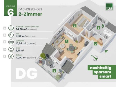 Traumwohnung unter dem Dach: Top-Wärmedämmung, viel Licht und großes Wohlfühlbad (Wohnung 6)