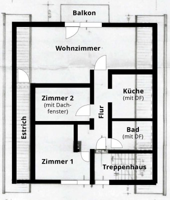 Stadtnahe 3-ZKB-Dachgeschosswohnung mit Balkon & Einbauküche