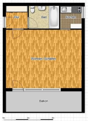 voll möbl. 1 ZKBB mit TG-Stellplatz - vermietet in Mannheim