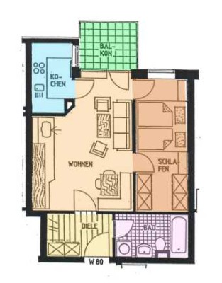 Hübsche 2 Zimmerwohnung im 1. Obergeschoss