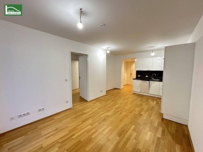 Moderne 2-Zimmer-Wohnung mit Balkon in zentraler Lage beim FAC-Platz, nur wenige Minuten von der S-Bahnstation Jedlersdorf entfernt – Verfügbar ab Juni!