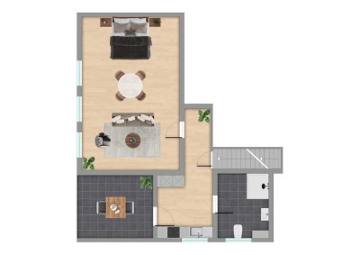 Charmantes Souterrain-Studio mit eigenem Eingang und Stellplatz.