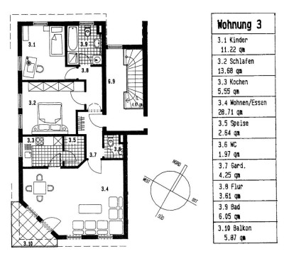 Helle 3-Zimmer-Wohnung 1. OG