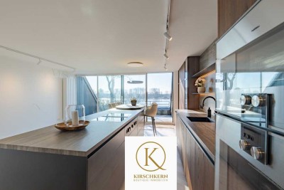 Exklusive Maisonette Wohnung mit direktem Rheinblick, luxuriöser Ausstattung, Pool, und TG-Platz.