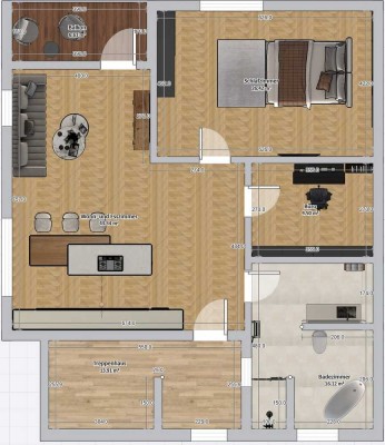 Hochwertige 3-Zimmer DG-Penthouse-Wohnung (KfW-55) mit großer Wohnküche & Balkon