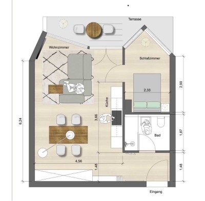 Zweitbezug nach Sanierung mit EBK und Garten: schöne 2-Zimmer-Wohnung in Krefeld-Bockum
