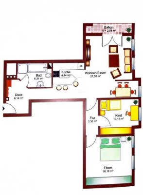 Ansprechende 3-Raum-Wohnung mit EBK und Balkon in Fischach
