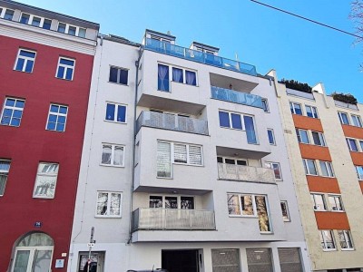 U3-NÄHE, LORYSTRASSE, sonnige 74 m2 Neubau mit 8 m2 Balkon, 2 Zimmer, Wohnküche, Wannenbad, Garage möglich, 3. Liftstock