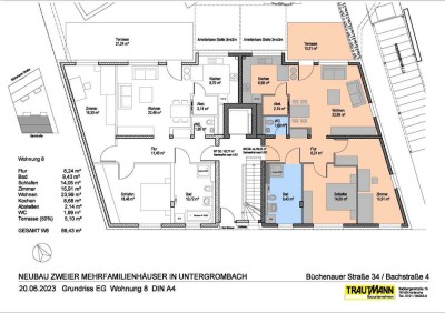 Eigentum macht frei!! 3 Zi.-Eigentumswohnung 89,43m²-Gartenseite im Wohnpark-Untergrombach.