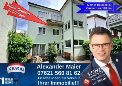Wow! 8-Zi-LUXUS-Villa auf 4 Etagen: Wintergarten, Terrasse, 2 Balkone, ELW zentral in Lörrach!