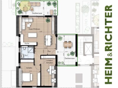 Seniorengerechtes Wohnen in Worfelden, Dachgeschosswohnung Nr. 9 mit 2 Dachterrassen