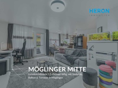 MÖGLINGER MITTE - Lichtdurchflutete 3,5-Zimmer-Whg. mit Stellplatz, Balkon & Terrasse in Möglingen