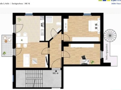 Schöne, ruhige Dachgeschosswohnung, 3 Zimmer, WG-geeignet, zentrale Lage