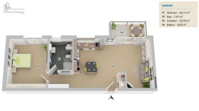 Moderne 2-Zimmer-Wohnung mit Balkon – gut geschnitten & sonnig im 1. Obergeschoss