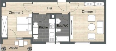 Geschmackvolle, sanierte 2,5-Raum-Wohnung mit Balkon und Einbauküche in Bad Friedrichshall