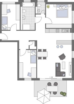 Jede Menge Platz & Freiheit: Große 4-Zimmer-Wohnung mit Terrasse und Garten