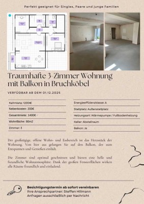 Neubau-Erstbezug: Helle 3-Zimmer-Wohnung mit Balkon und Stellplatz