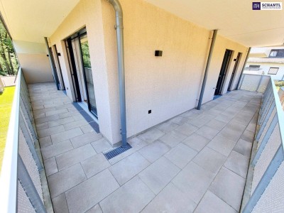 Jetzt Sonderaktion nutzen! Riesenbalkon / Riesenfreude! TOP Neubauwohnung mit viel Freiraum! Traumhafte Rundum-Terrasse + Ideale Raumaufteilung + Grün wohin das Auge reicht + Luftwärmepumpe!