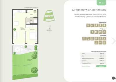 Barrierefreie 2,5-Zimmer Wohnung mit Garten in Öhringen