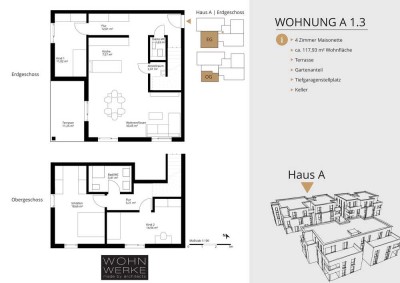 Whg A 1.3. - 4 Zimmer - Erdgeschoss/Obergeschoss mit ca. 141 m² Gartenanteil - Maisonettewohnung
