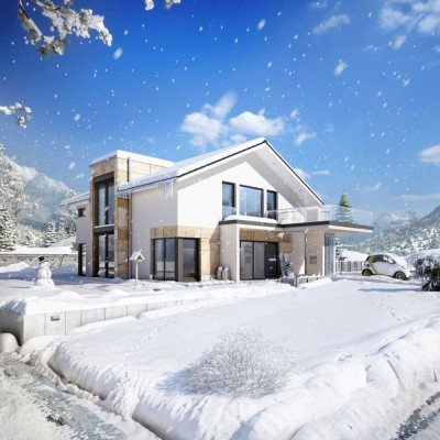 Stilvolles Haus mit Erker und akzentreichem Fassadenmix inklusive TOP-Grundstück mit Südausrichtung