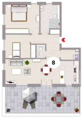 Geschmackvolle 3-Raum-Wohnung mit Dachterrasse und EBK in Owschlag