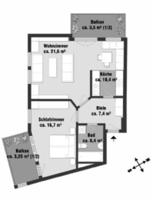 Ruhig gelegene, helle und gut zu stellende 2 Zimmer Wohnung am Kieferbach