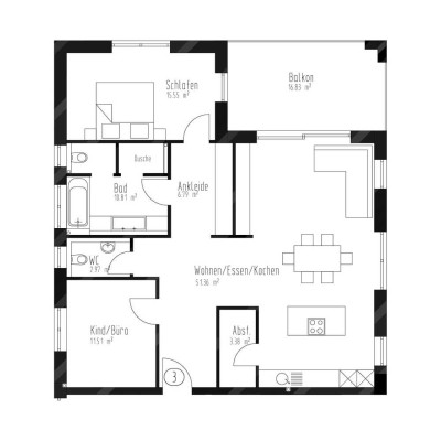 Moderne 3-Zimmer-Wohnung in Traumlage