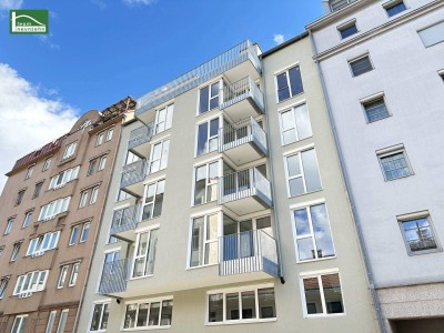 Hervorragende Raumaufteilung mit Balkon - moderner Neubau in aufstrebender Lage inkl. Küche und PV-Anlage
