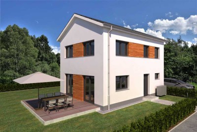 Haus in wohngesunder Holzrahmenbauweise in Erlangen, effizient & familiengerecht.