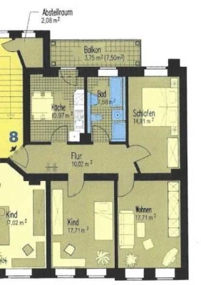 Große 3-Zimmer mit Balkon, Laminat, Stellplatz, AR, Dusche und Wanne in ruhiger Lage!