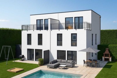 Neubau-Doppelhaushälfte mit Keller und über 300qm großem Grundstück - stilvoll, energieeffizient, be