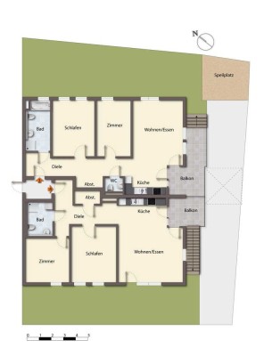 Geschmackvolle 3,5-Raum-EG-Wohnung mit Balkon in Filderstadt