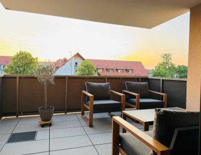 Neubauwohnung im KFW55 Standard mit Fernwärme und Glasfaser; 2-Zi-Wohnung mit überdachtem Westbalkon