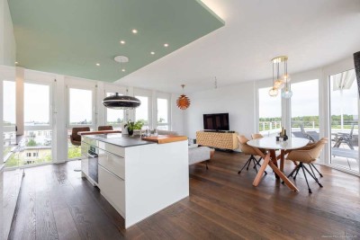 Trudering: Landschaftsschutzgebiet. Loftfeeling 4-Zi-Penthousewhg & Liftlanding, Dachterrasse, 2 TG.