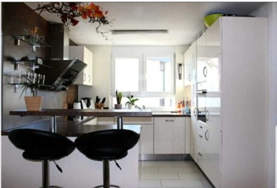 Voll möblierte 3,5-Zimmer-Wohnung mit moderner Innenausstattung, Balkon und Einbauküche