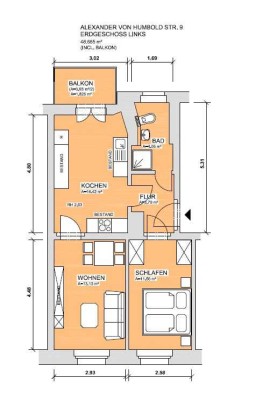 2 Raum Wohnung mit Balkon zu vermieten