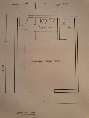 Teilmöbelierte 1-Zi. Whg., 34qm, 7. OG, schöner Ausblick mit Einbauküche in Langen Südl. Ringstraße