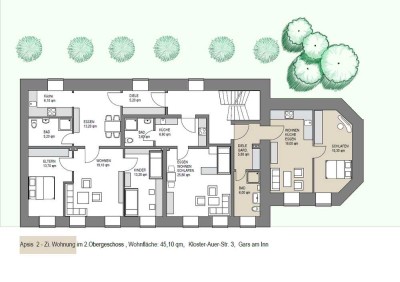 Apsis 2-Zi. Wohnung im Klosterensemble, Kloster-Auer-Str. 3, 83536 Gars a. Inn