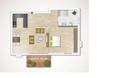 Stilvolle 2-Zimmer-Wohnung mit gehobener Innenausstattung mit Einbauküche in Dortmund