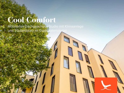 Cool Comfort - Möbliertes Dachgeschoss-Studio mit Klimaanlage und TG-Stellplatz im Diplomatenviertel