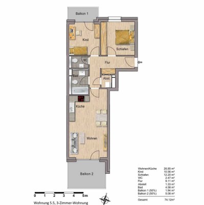 Geschmackvolle 3-Raum-Wohnung in Frankfurt-Niederrad Lyoner Quartier