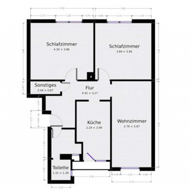 3ZKB mit kleinem Balkon