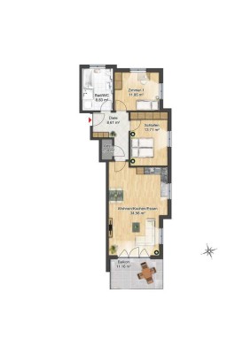 Wohnung mit Einbauküche und Balkon: 3-Zimmer-Wohnung in Freilassing